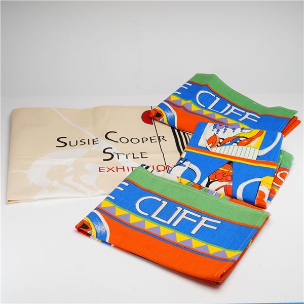4pc Clarice Cliff and Susie Cooper Commemorative Tea Towels