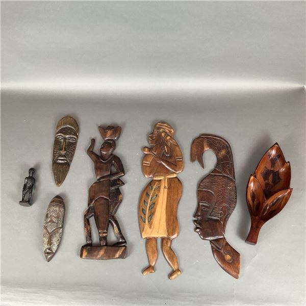 7pc Hand-Carved Wood Decorations