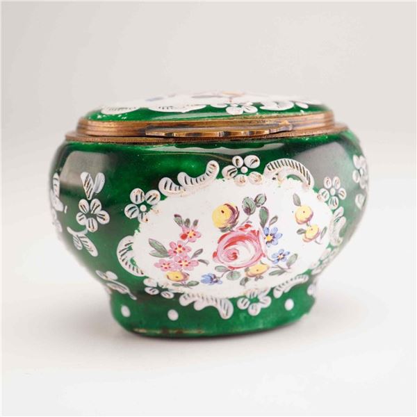 19th Century Hand Painted Enamel Treasure Box