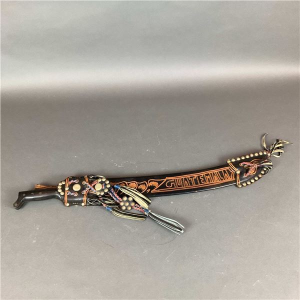 Guatemalan Corneta Machete No. 127 with Tooled Leather Sheath