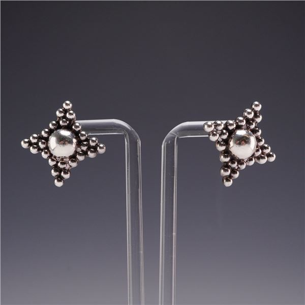Mexican Sterling Silver Bubble Statement Stud Earrings