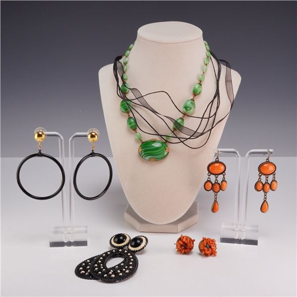 Collection of Six Costume Jewelry Including Earrings and Necklaces