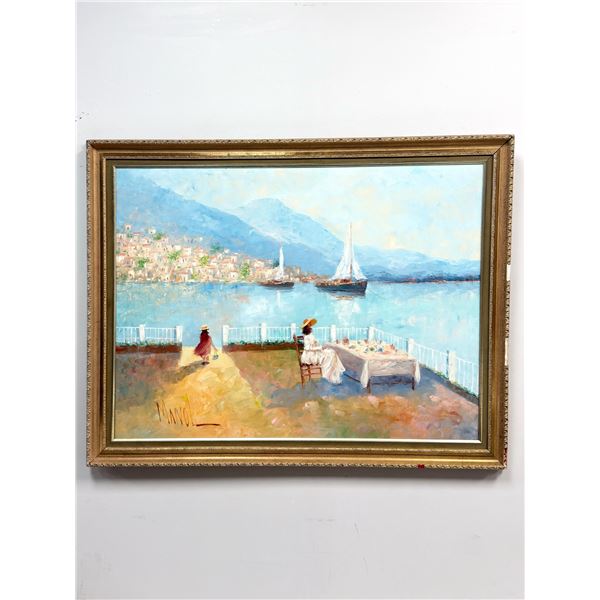 John Adamos Manol (Greek, b. 1900) Impressionist Seascape, Oil on Canvas