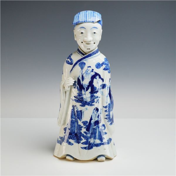 Chinese Blue and White Porcelain Joss Stick Figurine