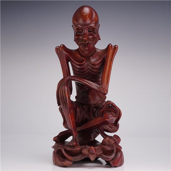 Chinese Emaciated Ascetic Shakyamuni Buddha Hardwood Sculpture