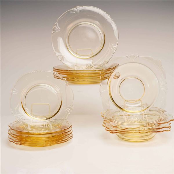 16pc Heisey Empress Pattern Glassware in Sahara Yellow