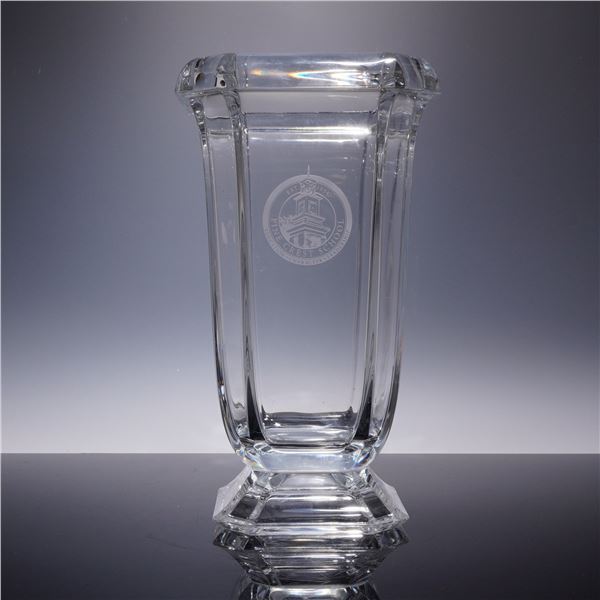 Mikasa Baron Pattern Lead Crystal Commemorative Vase for Pine Crest School