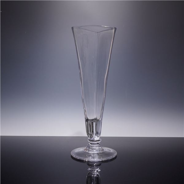 Simon Pearce Hand Blown Glass Triangular Bud Vase