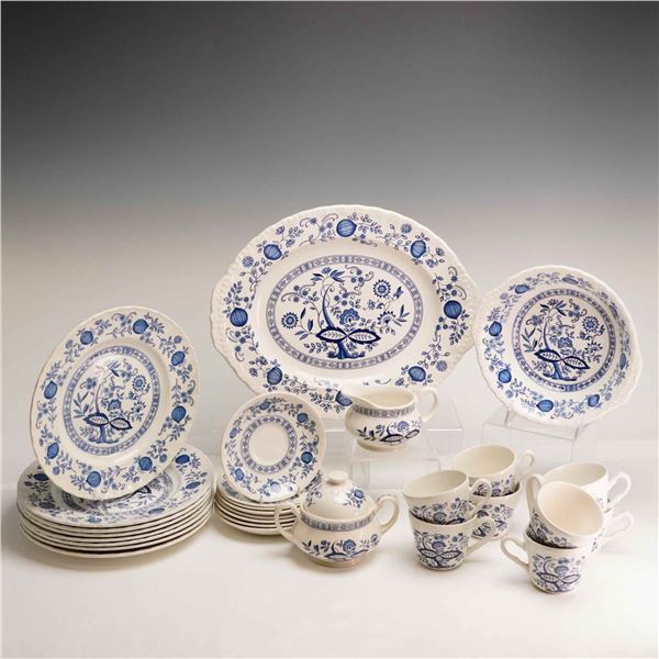 28pc Enoch Wedgwood Earthenware Tea and Dinner Service, Blue Heritage