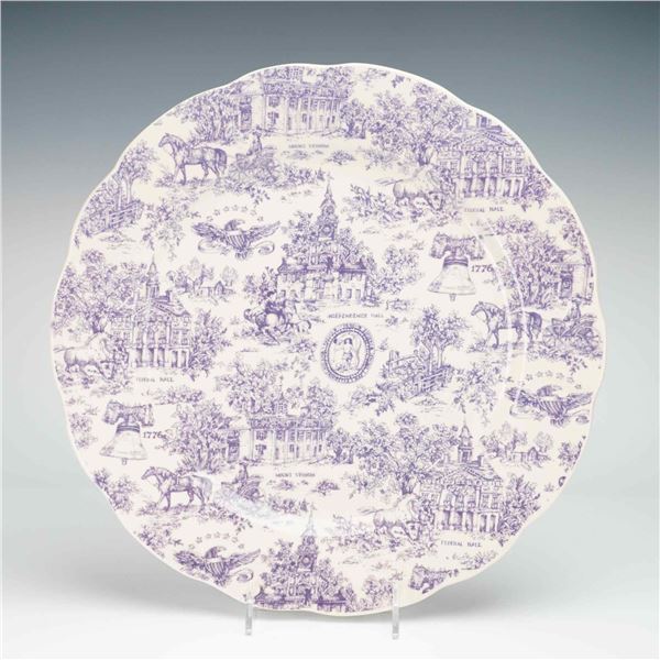American Historical Motif Mulberry Transferware Charger