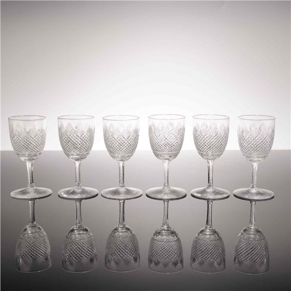 6pc American Brilliant Cut Crystal Sherry Glasses