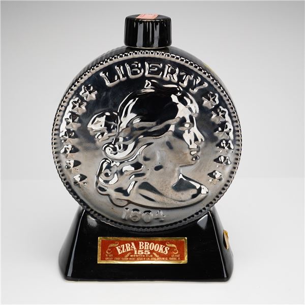 1969 Ezra Brooks Heritage China 1804 Silver Dollar Whiskey Decanter