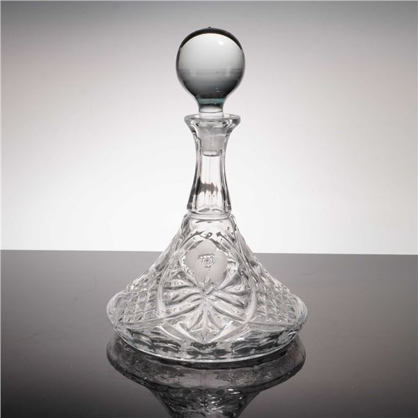 Crystal Cut Lead Crystal Ship's Decanter with Ball Stopper