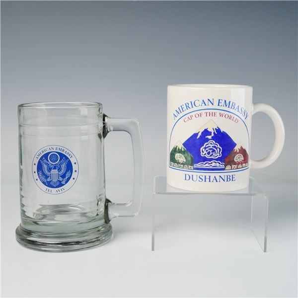 2pc Mugs American Embassy Tel Aviv and American Embassy Dushanbe