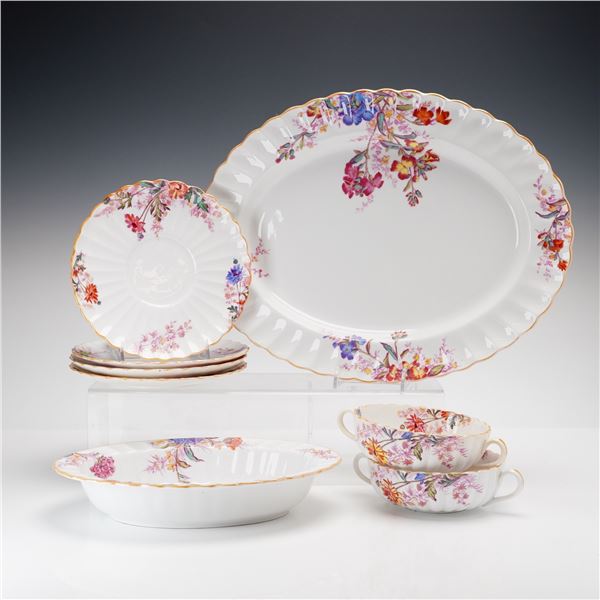 Set of Eight Spode Copeland Bone China Serving Pieces, Chelsea Garden