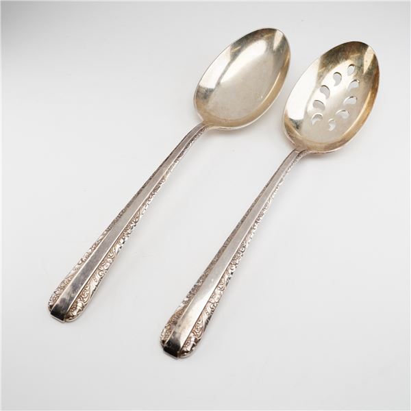 2pc Towle Candlelight Sterling Silver Serving Spoons