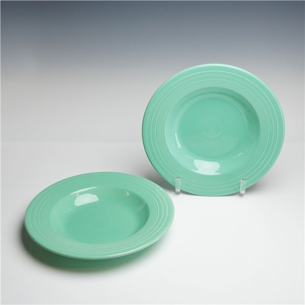 Pair of Homer Laughlin Fiesta Sea Mist Green Rimmed Pasta Bowls