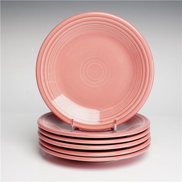 6pc Homer Laughlin China Co., Fiesta Rose, Classic Rim Salad Plates Set