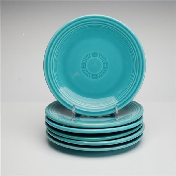 6pc Homer Laughlin, Fiesta Turquoise Color Saucers