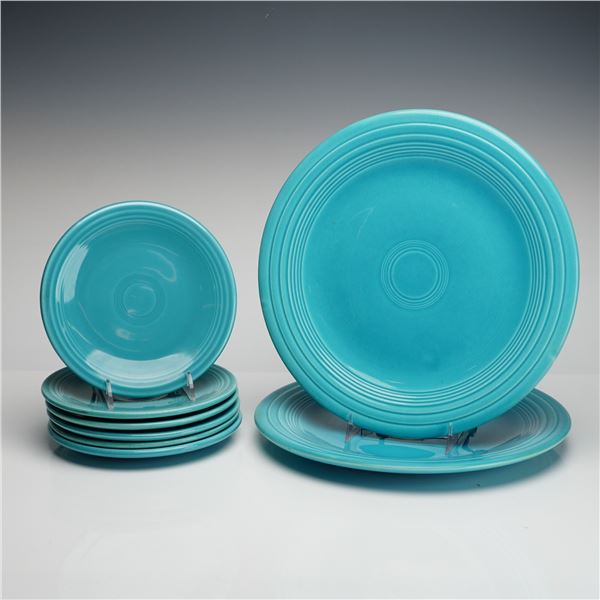 8pc Homer Laughlin, Fiesta, Turquoise Saucers & Dinner Plates