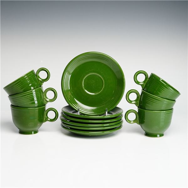 12pc Fiesta Forest Green Cups and Saucers Set