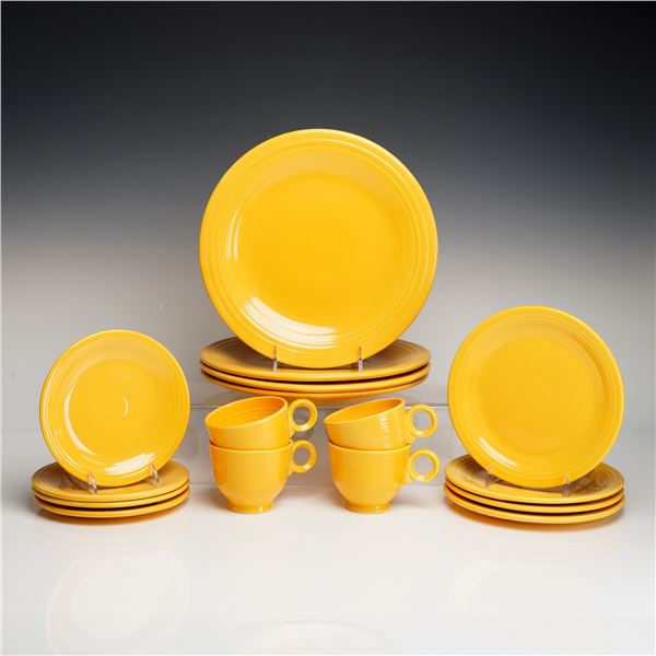 12pc Homer Laughlin Fiesta Daffodil Yellow Plates, Cups & Saucers