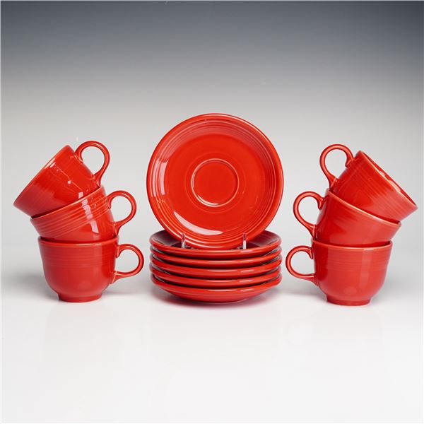 12pc Homer Laughlin Fiesta Scarlet Cups and Saucers Set