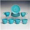 Image 1 : 12pc Homer Laughlin, Fiesta, Turquoise Blue Cups and Saucers Set