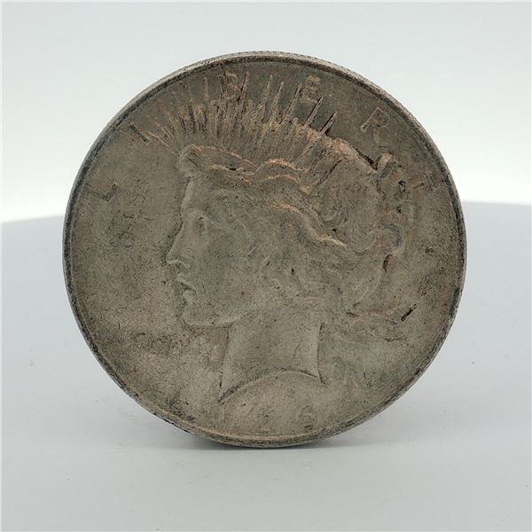 1926-D US One Dollar Peace Silver Dollar, Circulated