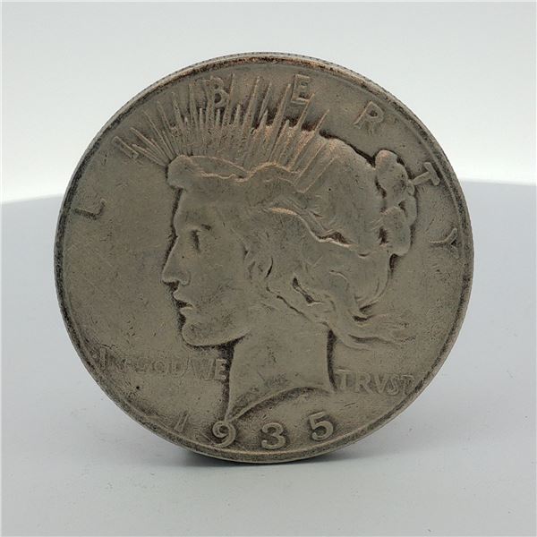 1935-S US One Dollar Peace Silver Dollar Coin, Circulated