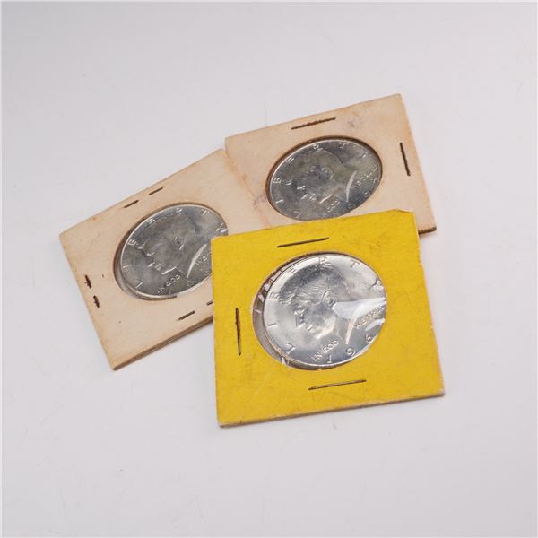 Three 1964 US Kennedy Silver Half Dollars in 2x2 Holders