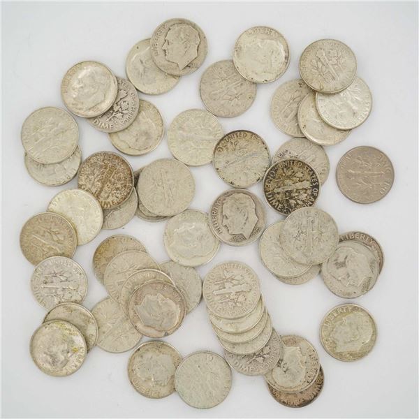 A Collection of US 90% Silver Roosevelt Dimes, Mixed Date Bag