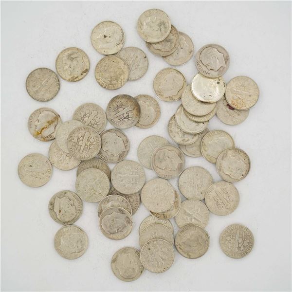 A Collection of US 90% Silver Roosevelt Dimes, Mixed Date Bag