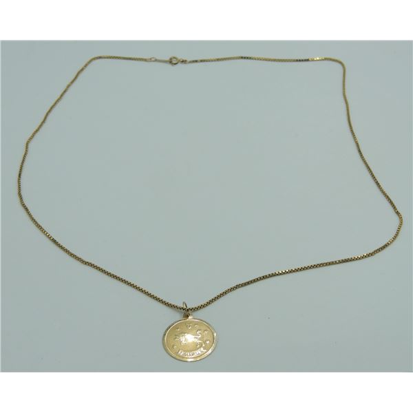 #9 10K Gold Necklace w/ Taurus Pendant 5 Grams