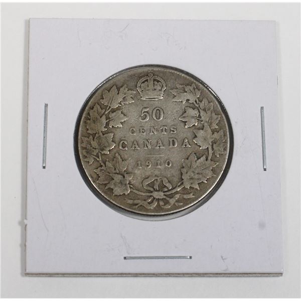 #60 1910 Fifty Cents Canada Silver Coin