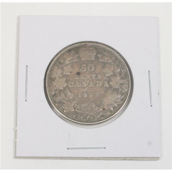 #61 WW1 1917 Fifty Cents Canada Silver Coin