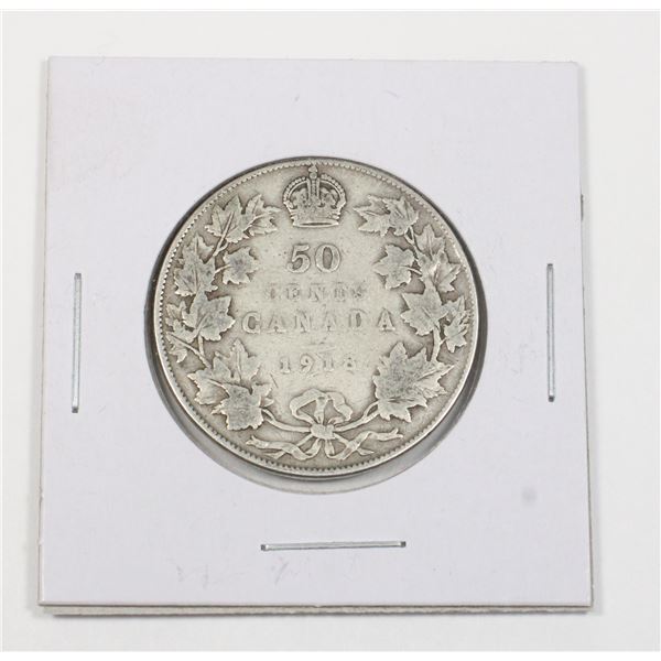 #62 WW1 1918 Fifty Cents Canada Silver Coin