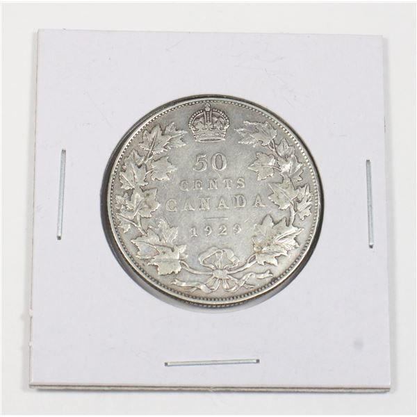 #63 1929 Fifty Cents Canada Silver Coin