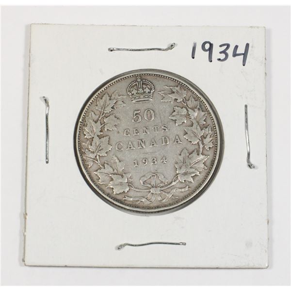 #65 1934 Fifty Cents Canada Silver Coin