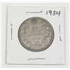 Image 1 : #65 1934 Fifty Cents Canada Silver Coin