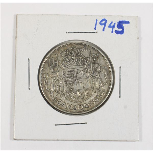 #70 WW2 1945 Fifty Cents Canada Silver Coin