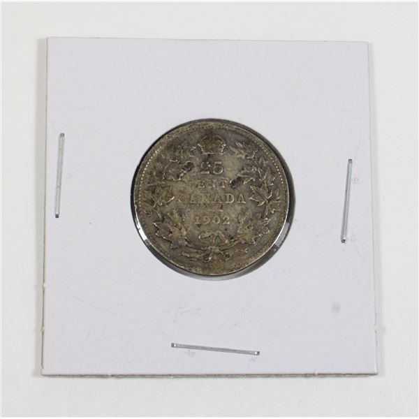 #83 1902 Canada 25 Cents Quarter Silver Coin