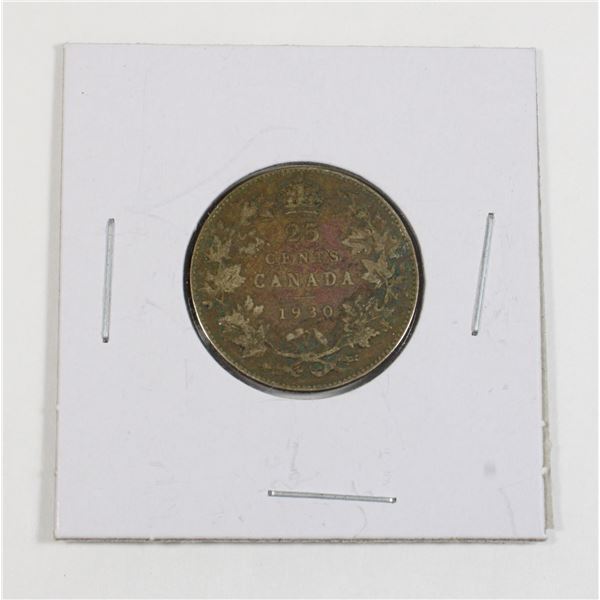 #86 1930 Canada 25 Cents Quarter Silver Coin