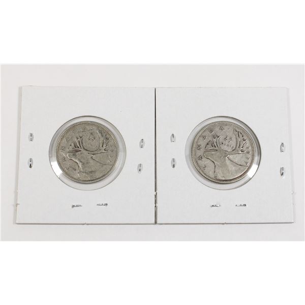 #89 1937 Canada 25 Cents Quarter Silver Coin Lot