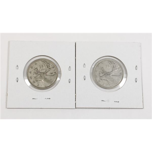 #90 WW2 1939 Canada 25 Cents Quarter Silver Coins