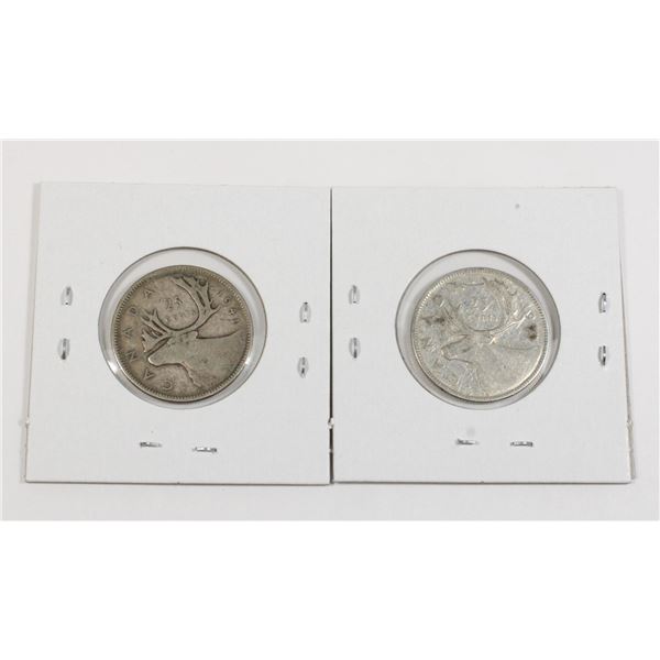 #92 WW2 1941 Canada 25 Cents Quarter Silver Coins