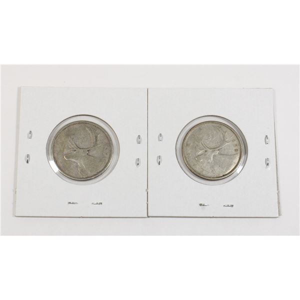 #95 1957 1958 Canada 25 Cents Quarter Silver Coins