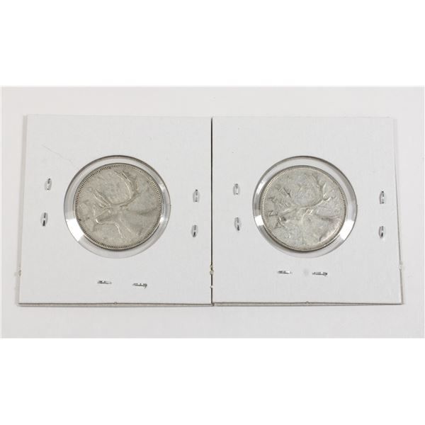 #97 1964 Canada 25 Cents Quarter Silver Coins
