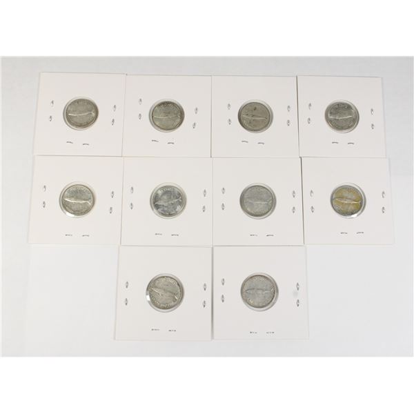 #111 1967 10 Cent Silver Dimes Canada Lot of 10