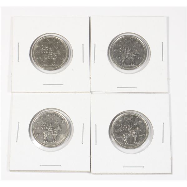 #124 1973 25 Cents Canada RCMP Quarter Lot of 4